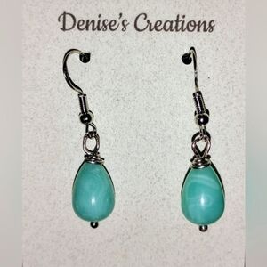 Turquoise color earrings with sterling silver hooks